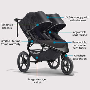 Baby Jogger Summit X3 Double Stroller - Midnight Black, , hires
