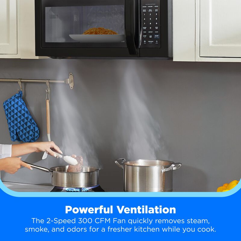 Midea 30 in. 1.7 cu. ft. 1000W Over-the-Range Microwave with 300 CFM - Black, , hires