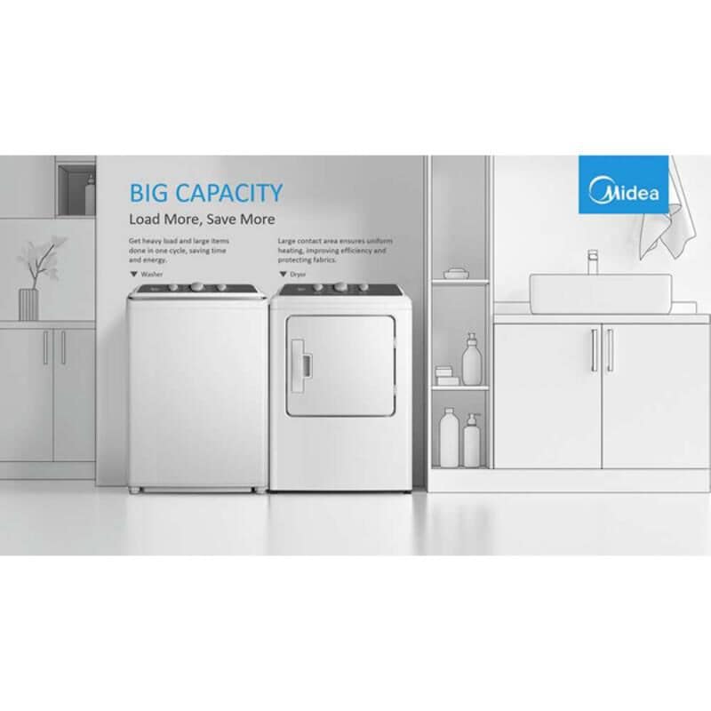 Midea 27 in. 7.0 cu. ft. Smart Electric Dryer with Sensor Dry & Sanitize Cycle - White, White, hires