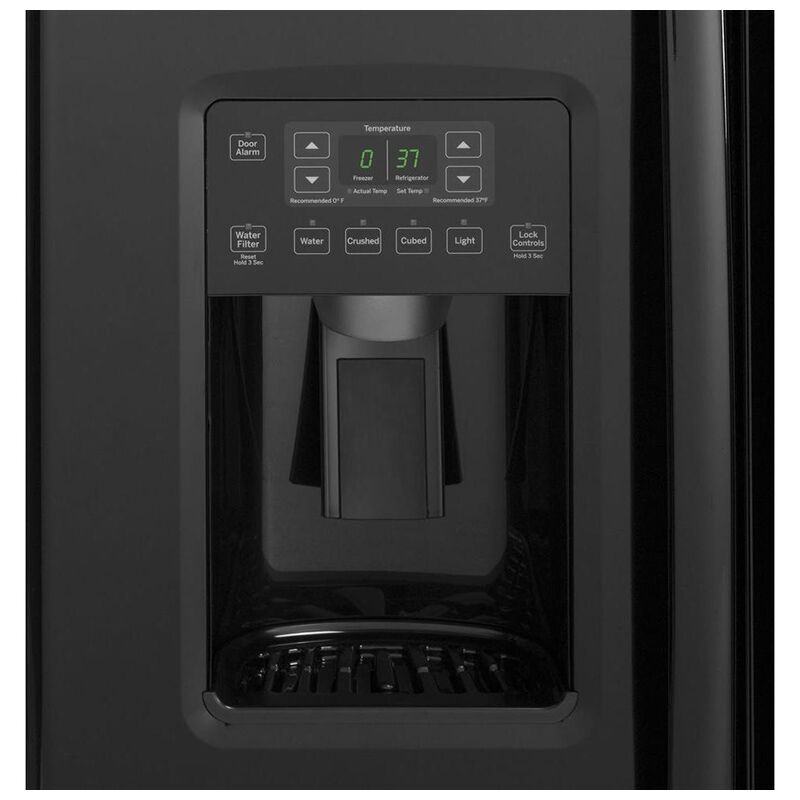 GE 36 in. 21.9 cu. ft. Counter Depth Side by Side Refrigerator with Ice & Water Dispenser - Black, Black, hires