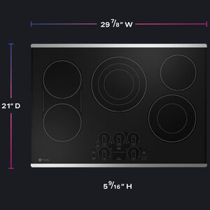 GE Profile 30 in. 5-Burner Smart Electric Cooktop with Power Burner - Stainless Steel, , hires