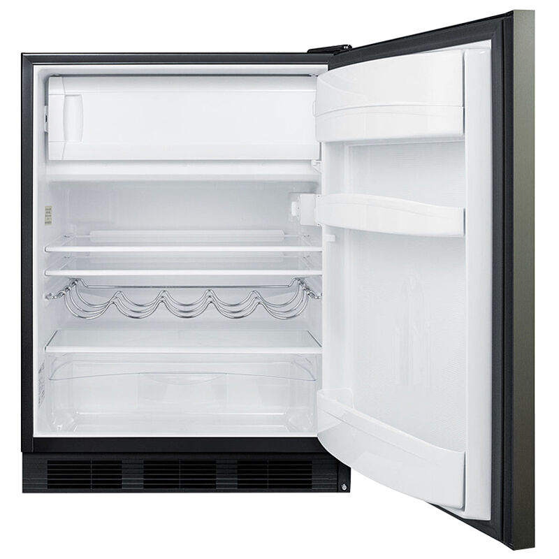 Summit 24 in. 5.1 cu. ft. Mini Fridge with Freezer Compartment - Black Stainless Steel, , hires