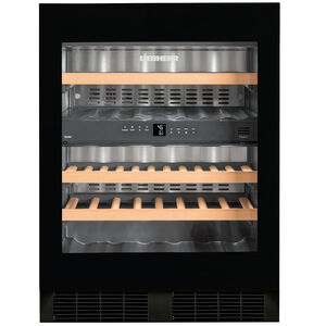 Liebherr 24 in. Undercounter Wine Cabinet with Wood Racks, Dual Temperature Zones & 34 Bottle Capacity - Black, , hires