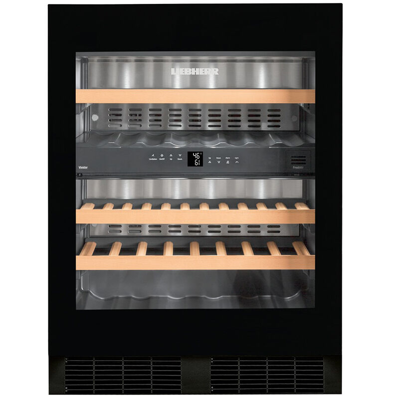 Liebherr 24 in. Undercounter Wine Cabinet with Wood Racks, Dual Temperature Zones & 34 Bottle Capacity - Black, , hires