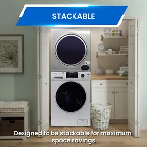 Equator 24 in. 1.6 cu. ft. Electric Front Load Laundry Center with Pet Cycle, Sanitize Cycle & Sensor Dry - Silver, Silver, hires