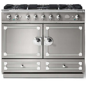 La Cornue Cornufe Series 43 in. 4.6 cu. ft. Standard Convection Double Oven Dual Fuel Range with 5 Sealed Burners - Stainless Steel, , hires