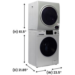 Equator 24 in. 1.6 cu. ft. Electric Front Load Laundry Center with Pet Cycle, Sanitize Cycle & Sensor Dry - Silver, Silver, hires