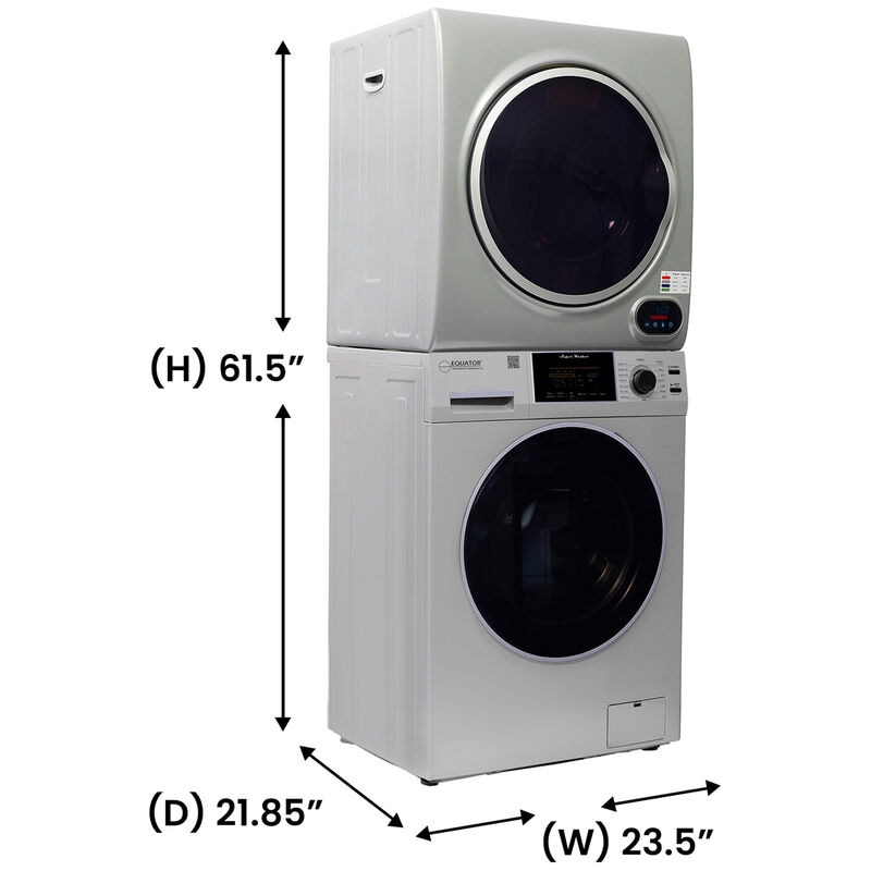 Equator 24 in. 1.6 cu. ft. Electric Front Load Laundry Center with Pet Cycle, Sanitize Cycle & Sensor Dry - Silver, Silver, hires
