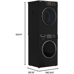 Equator Compact 24 in. 1.57 cu. ft. Electric Front Load Laundry Center with Sensor Dry, Pet & Sanitize Cycle - Black, , hires
