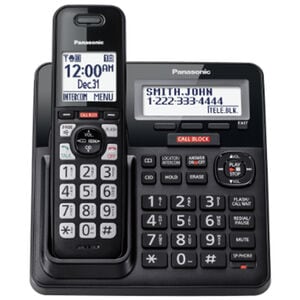 Panasonic Cordless Phone with Advanced Call Block, One-Ring Scam Alert, and 2-Way Recording with Answering Machine, 4 Handsets - Black, , hires