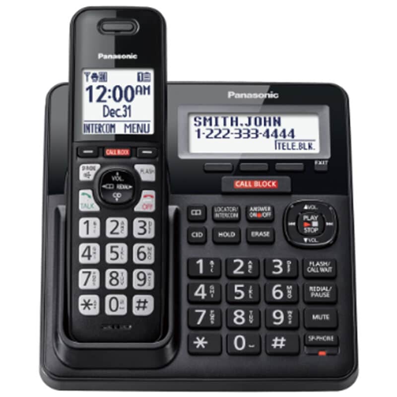 Panasonic Cordless Phone with Advanced Call Block, One-Ring Scam Alert, and 2-Way Recording with Answering Machine, 4 Handsets - Black, , hires