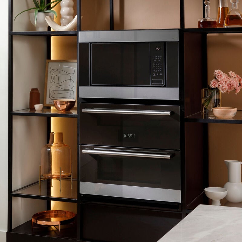 Cafe 30 in. 5 cu. ft. Smart Front Control Electric Double Wall Oven with True European Convection - Platinum Glass, Platinum Glass, hires