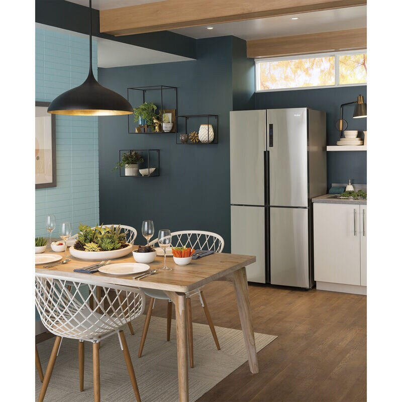 Haier 33 in. 16.8 cu. ft. Counter Depth 4-Door French Door Refrigerator - Stainless Steel, , hires