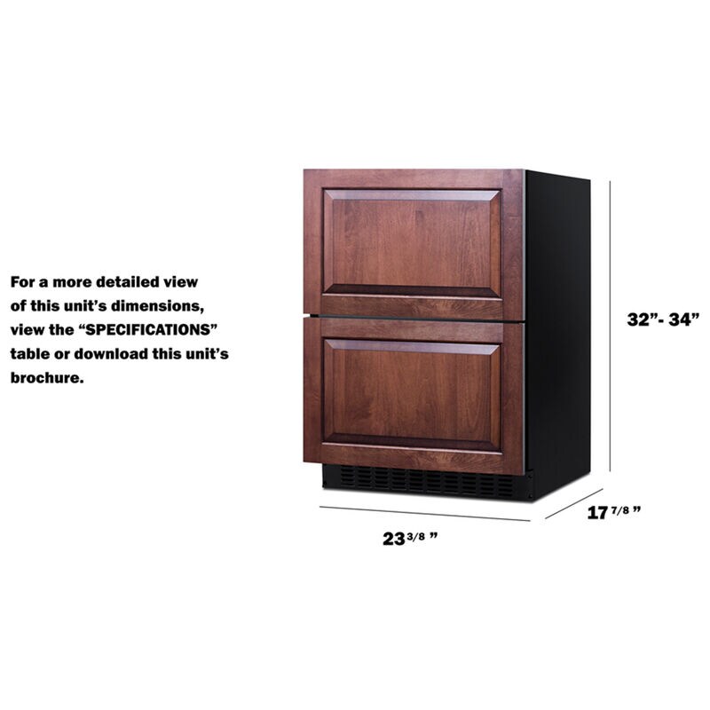 Summit 24 in. 3.1 cu. ft. Double Refrigerator Drawers - Custom Panel Ready, , hires