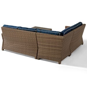Crosley Bradenton 4 Piece Outdoor Wicker Sectional Set - Navy, , hires