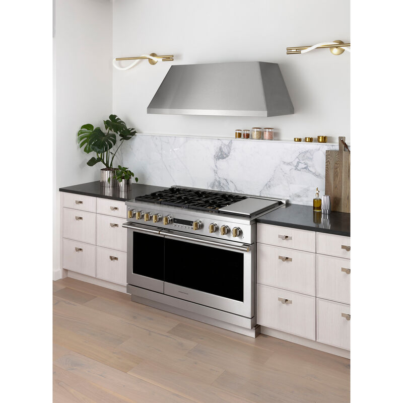 Monogram 48 in. Smart Ducted Standard Style Range Hood with 1220 CFM, 4 Fan Speeds & 1 LED Light - Stainless Steel, , hires