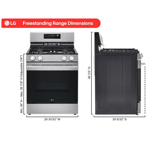 LG 30 in. 6.3 cu. ft. Smart Air-Fry True European Convection Gas Range with 4 Sealed Burners - Stainless Steel, , hires