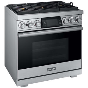 Dacor 36 in. 5.4 cu. ft. Smart Convection Oven Freestanding Gas Range with 6 Sealed Burners - Silver Stainless, , hires