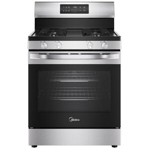 Midea 30 in. 6.1 cu. ft. Gas Range with 4 Sealed Burners - Stainless Steel, Stainless Steel, hires