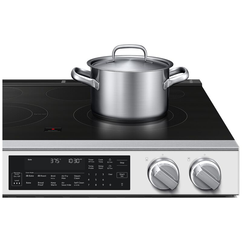 Samsung Bespoke 30 in. 6.3 cu. ft. Smart Air-Fry True European Convection Slide-In Electric Range with Radiant Burners - White Glass, White Glass, hires