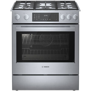 Bosch 800 Series 30 in. 4.6 cu. ft. Convection Oven Slide-In Dual Fuel Range with 5 Sealed Burners - Stainless Steel, , hires