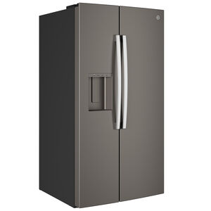 GE 36 in. 27.9 cu. ft. Side-by-Side Refrigerator with Ice & Water Dispenser - Slate, Slate, hires