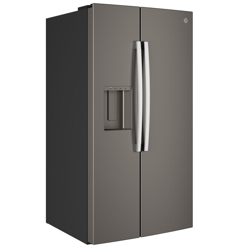 GE 36 in. 27.9 cu. ft. Side-by-Side Refrigerator with Ice & Water Dispenser - Slate, Slate, hires