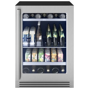Zephyr Presrv Series 24 in. Built-In/Freestanding 5.6 cu. ft. Compact Beverage Center with Adjustable Shelves & Digital Control - Stainless Steel, , hires