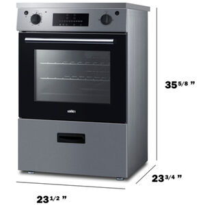 Summit 24 in. 2.6 cu. ft. Standard Convection Slide-In Electric Range with 4 Induction Burners - Stainless Steel, Stainless Steel, hires