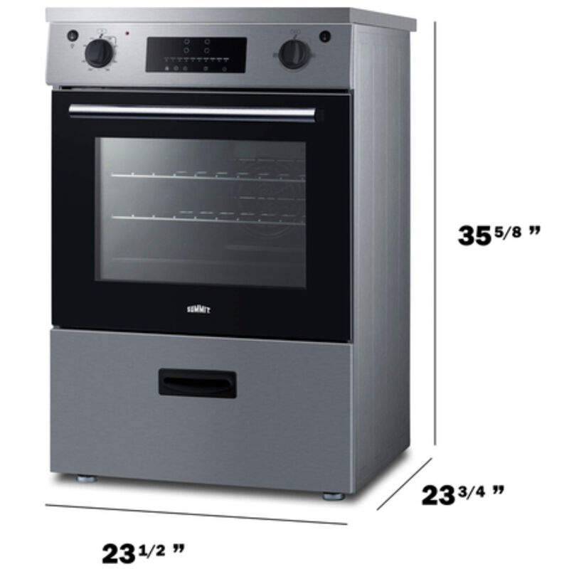 Summit 24 in. 2.6 cu. ft. Standard Convection Slide-In Electric Range with 4 Induction Burners - Stainless Steel, Stainless Steel, hires