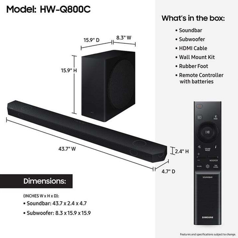 Konklusion analyse Styring Samsung - Q Series 5.1.2ch Dolby Atmos Soundbar with Wireless Subwoofer and  Q-Symphony - Black | P.C. Richard & Son