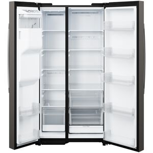 GE 36 in. 23.6 cu. ft. Counter Depth Side-by-Side Refrigerator with Ice & Water Dispenser - Slate, Slate, hires