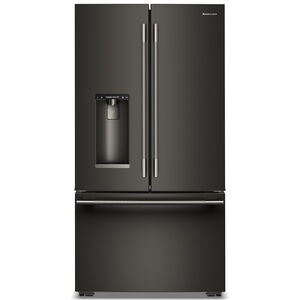 KitchenAid 36 in. 23.1 cu. ft. Smart Counter Depth French Door Refrigerator with Ice & Water Dispenser - Black Ore, Black Ore, hires