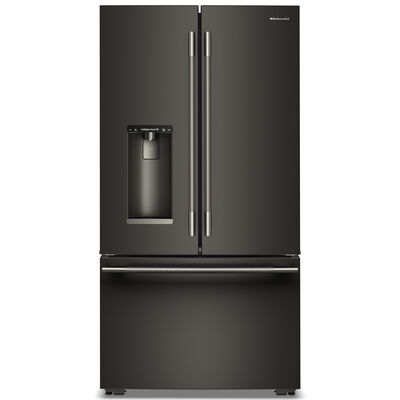 KitchenAid 36 in. 23.1 cu. ft. Smart Counter Depth French Door Refrigerator with Ice & Water Dispenser - Black Ore | KRFC536SBE