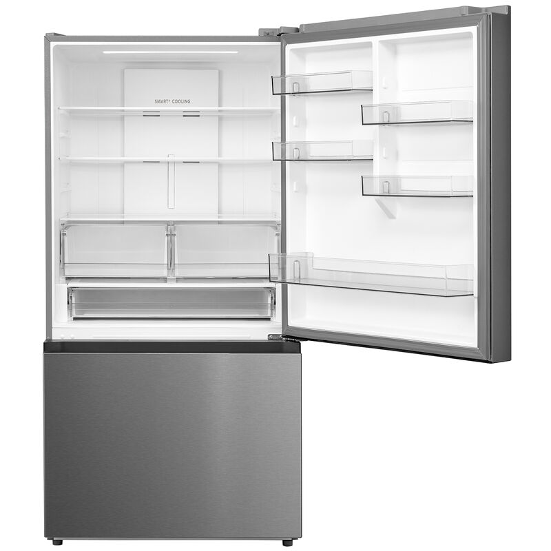 Midea 33 in. 22.8 cu. ft. Smart Counter Depth Bottom Freezer Refrigerator with Ice Maker - Stainless Steel, , hires