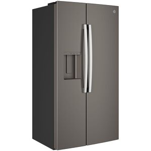 GE 36 in. 23.6 cu. ft. Counter Depth Side-by-Side Refrigerator with Ice & Water Dispenser - Slate, Slate, hires