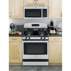 GE 30" 1.6 Cu. Ft. Over-the-Range Microwave with 10 Power Levels & 300 CFM - Stainless Steel, Stainless Steel, hires