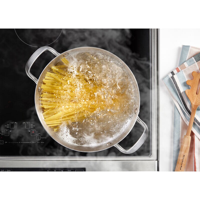 KitchenAid 30 in. 6.4 cu. ft. Air Fry True European Convection Steam Slide-In Electric Range with 4 Induction Burners - Stainless Steel, , hires