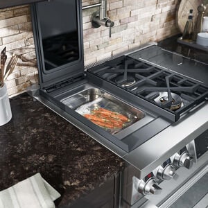 Signature Kitchen Suite 36 in. 6.3 cu. ft. Smart Standard Convection Steam Dual Fuel Range with 2 Sealed & 2 Induction Burners - Stainless Steel, , hires
