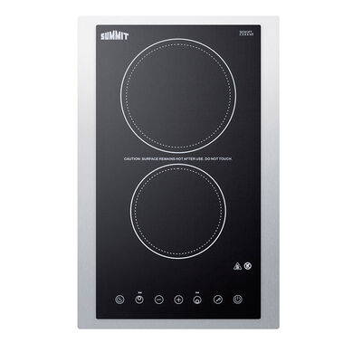 Summit 15 in. 2-Burner Electric Cooktop with Simmer Burner - Black | CR2B23T3TK15