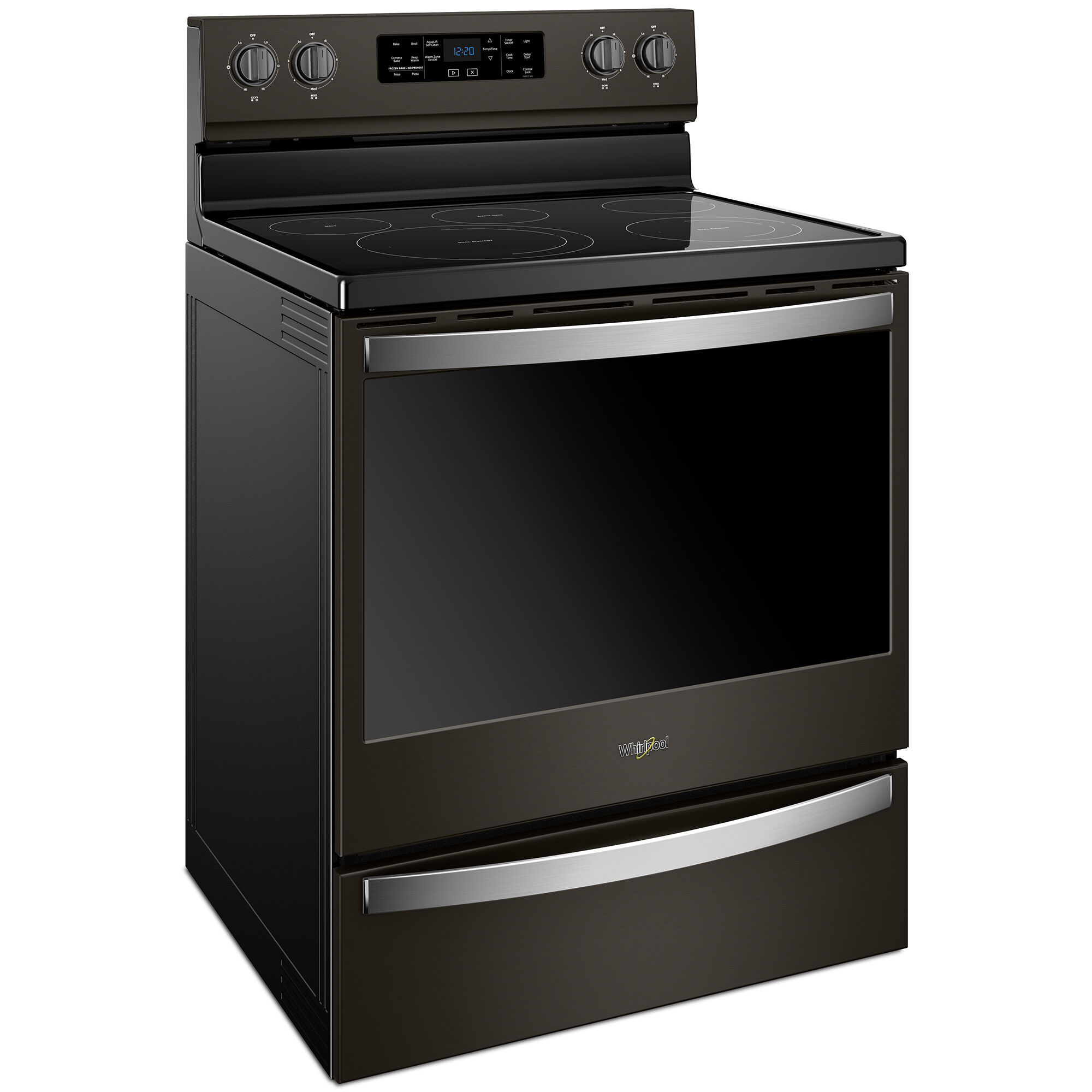 Whirlpool 30 in. 6.4 cu. ft. Convection Oven Freestanding Electric Range with 5 Smoothtop Burners Black with Stainless Steel
