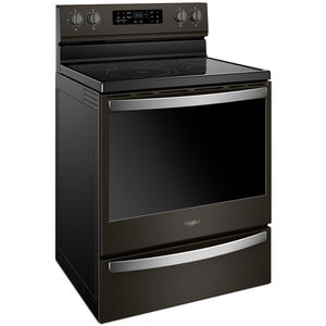 Whirlpool 30 in. 6.4 cu. ft. Convection Oven Freestanding Electric Range with 5 Smoothtop Burners - Black with Stainless Steel, , hires