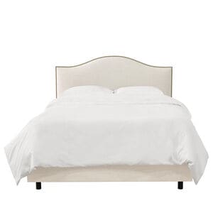 Skyline Twin Nail Button Bed in Linen - Talc, Cream, hires
