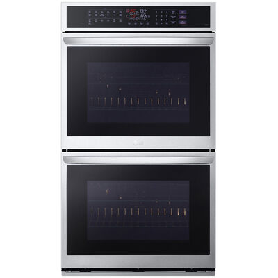 LG 30 in. 9.4 cu. ft. Electric Smart Double Wall Oven with True European Convection & Self Clean - PrintProof Stainless Steel | WDEP9427F