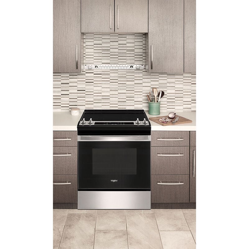Whirlpool 30 in. 4.8 cu. ft. Slide-In Electric Range with Radiant Burners - Stainless Steel, Stainless Steel, hires