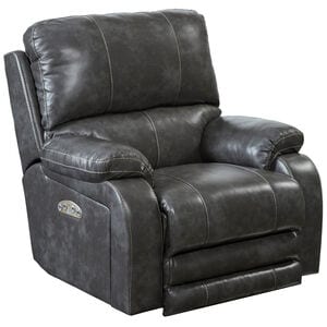 Catnapper Thornton Power Lay Flat Recliner with Power Headrest - Steel, Steel, hires