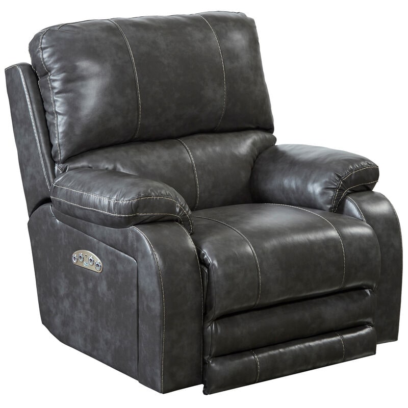 Catnapper Thornton Power Lay Flat Recliner with Power Headrest - Steel, Steel, hires