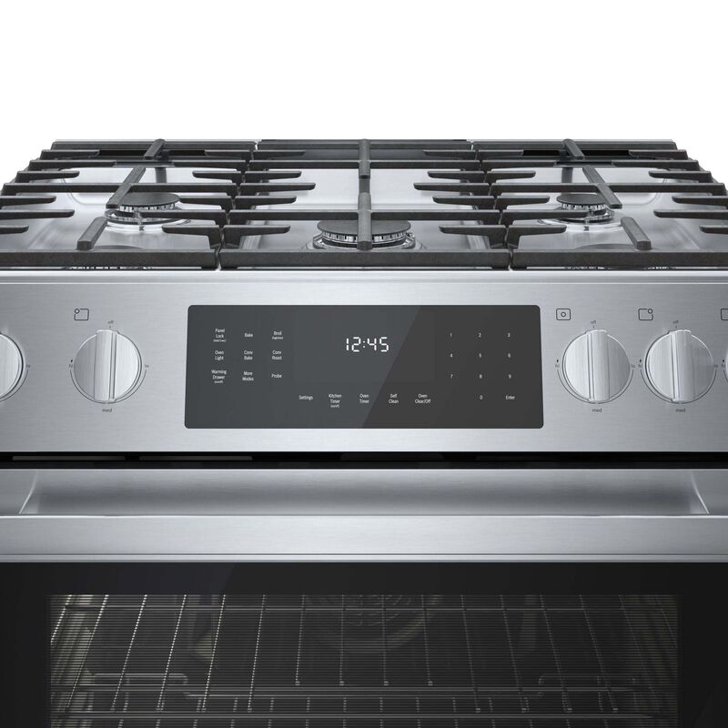 Bosch Benchmark 30 in. 4.8 cu. ft. Standard Convection Slide-In Gas Range with 5 Sealed Burners - Stainless Steel, , hires