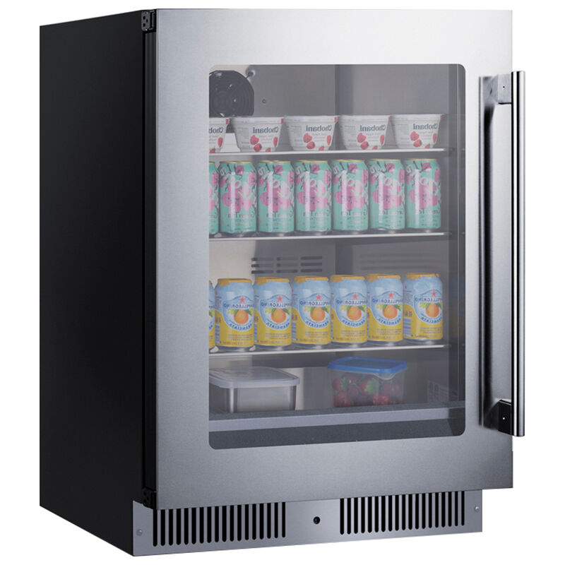 Summit 24 in. Built-In/Freestanding 3.5 cu. ft. Compact Beverage Center with Adjustable Shelves & Digital Control - Stainless Steel, , hires