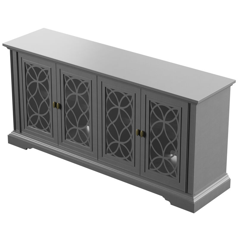 Bell'O TV Stand for TVs up to 65 with Screen Printed Doors - Antique Gray, , hires
